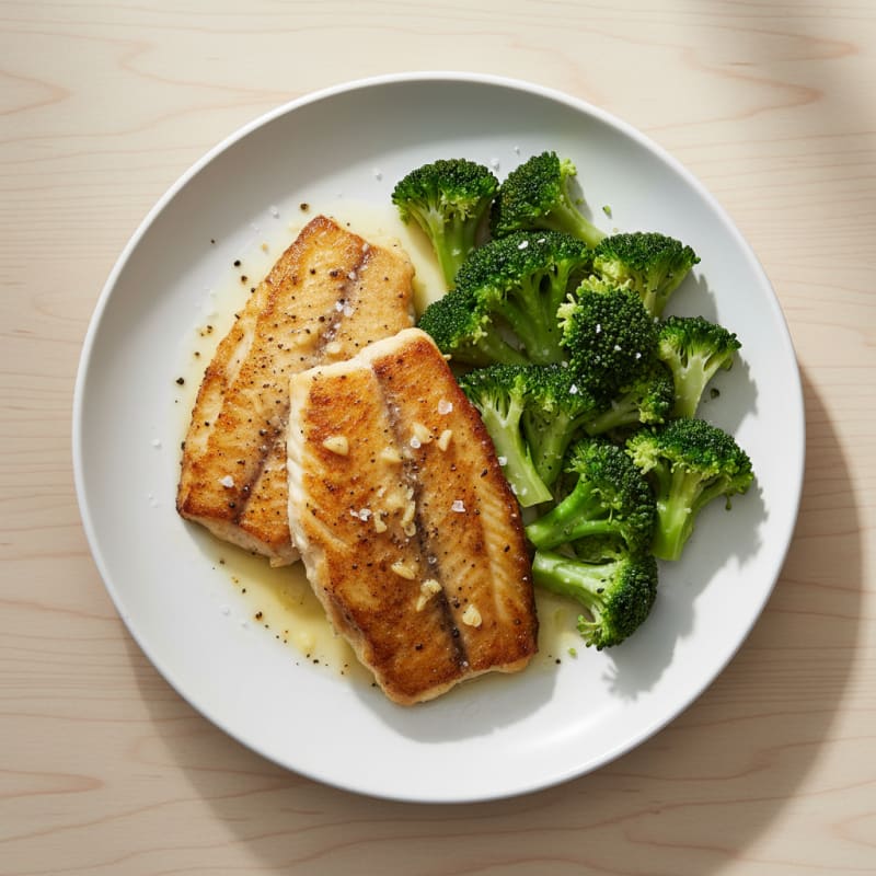 Seared Tilapia with Steamed Broccoli