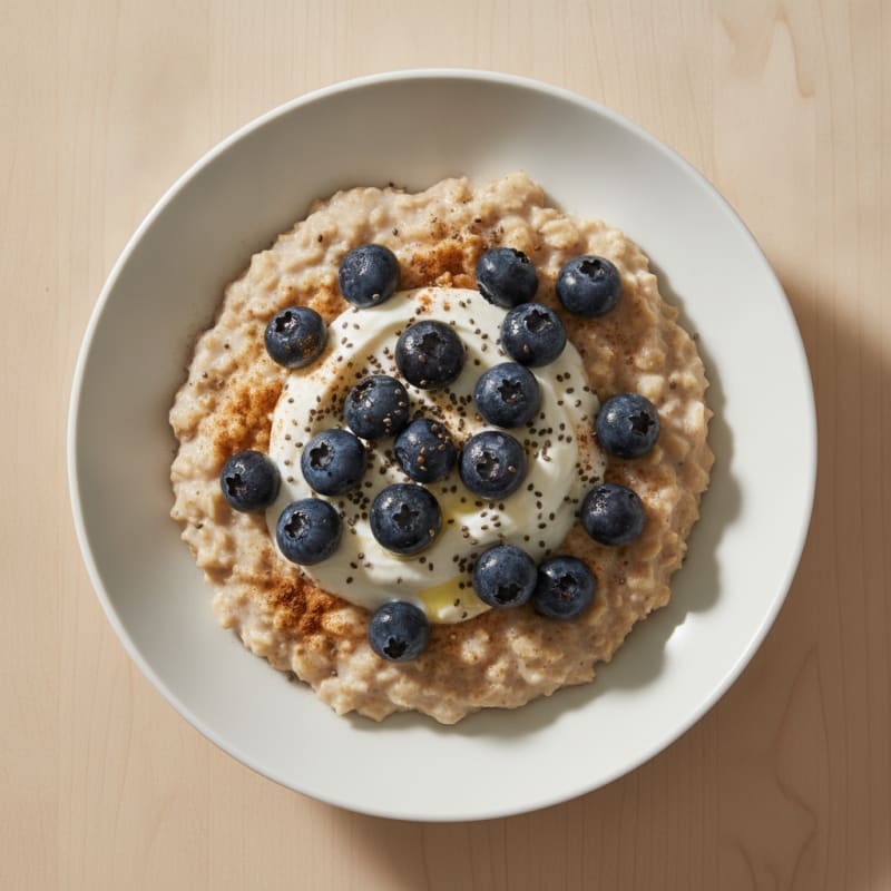 Blueberry Protein Oatmeal with Chia Seeds