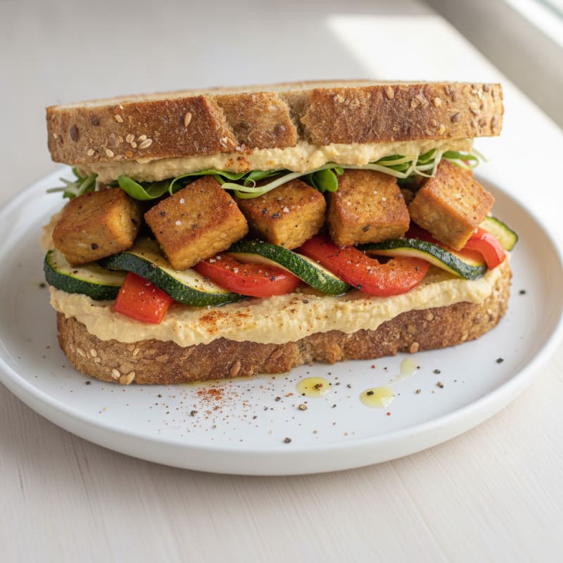 Roasted Vegetable and Hummus Sandwich