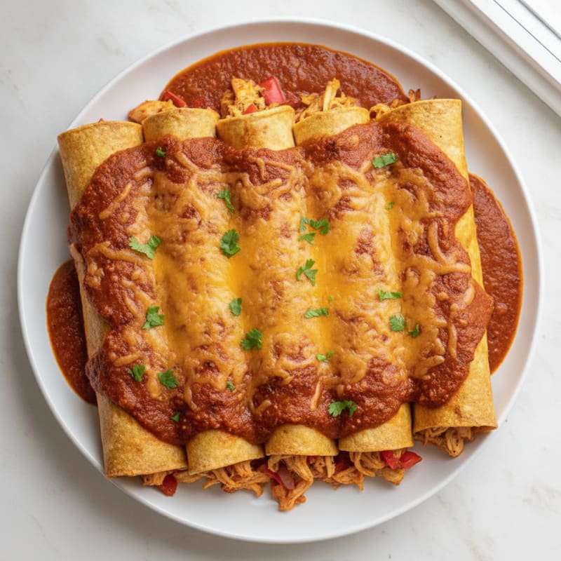 Chicken Enchiladas with Red Chili Sauce