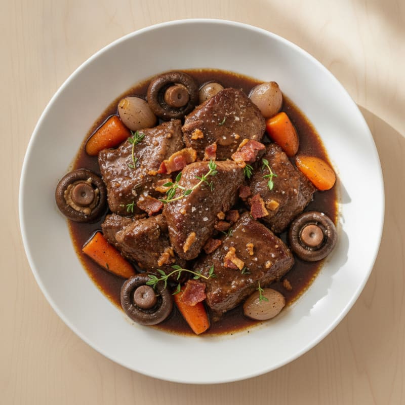 Red Wine Braised Beef with Mushrooms