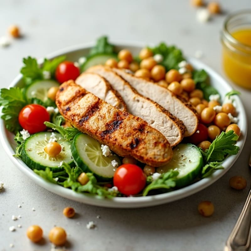 Grilled Turkey Breast Salad with Crunchy Chickpeas and Lemon Vinaigrette