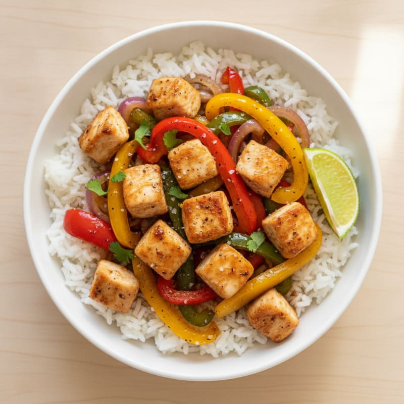 Chicken and Bell Pepper Rice Bowl