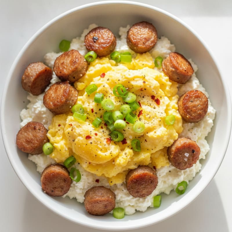 Sausage and Egg Cottage Cheese Bowl