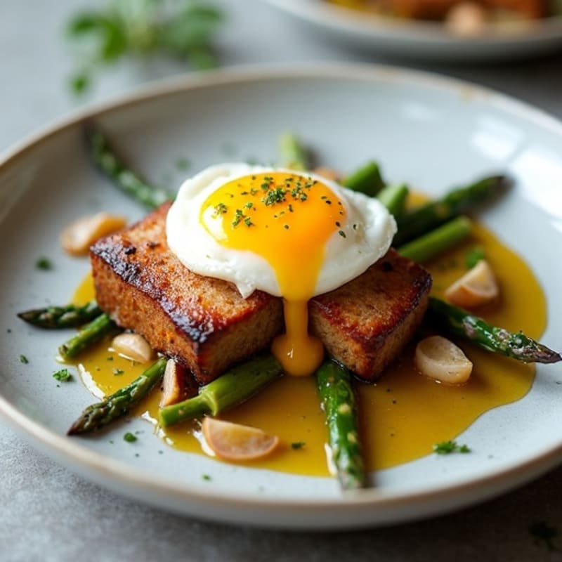Slow-Braised Pork Belly with Garlic-Roasted Asparagus