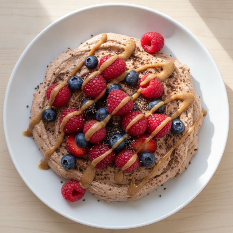 Silky Chocolate Protein Mousse with Mixed Berries