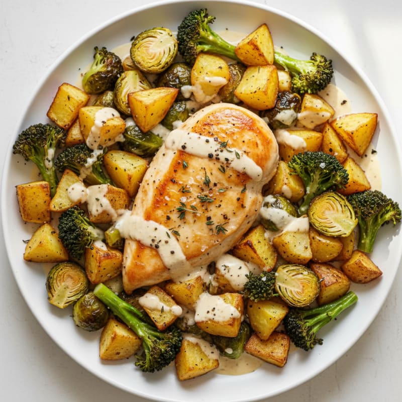 Garlic Chicken with Roasted Vegetables