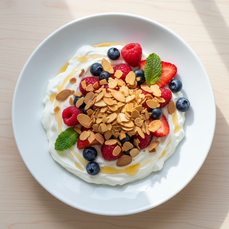 Creamy Greek Yogurt Protein Bowl with Berries and Almonds