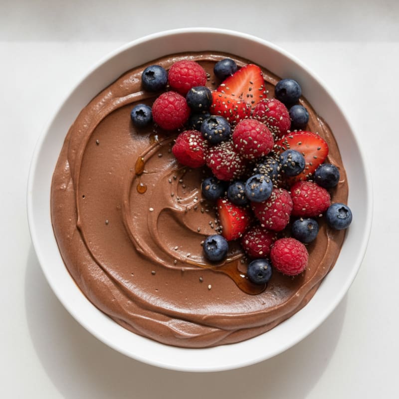 Silky Chocolate Protein Mousse with Mixed Berries