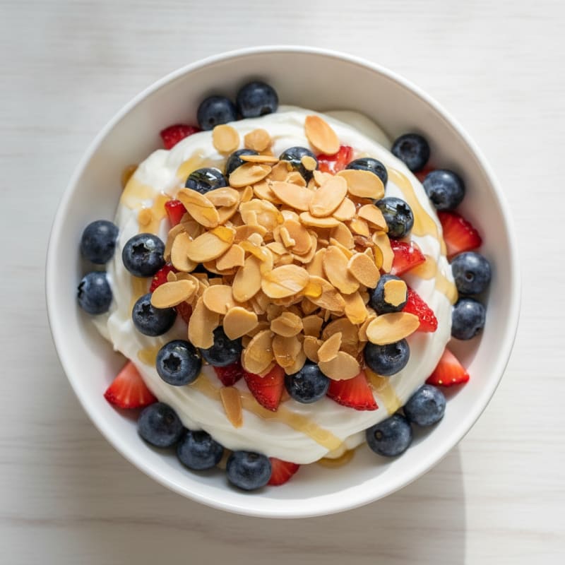 Greek Yogurt Parfait with Fresh Berries and Almonds
