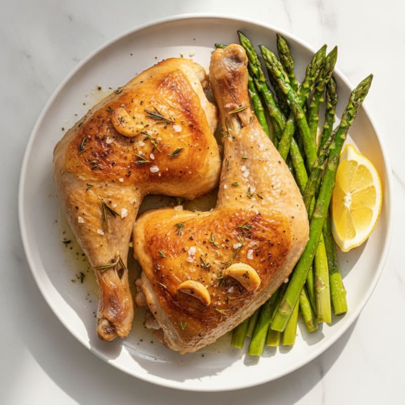 Roasted Herb Chicken Leg Quarters with Asparagus