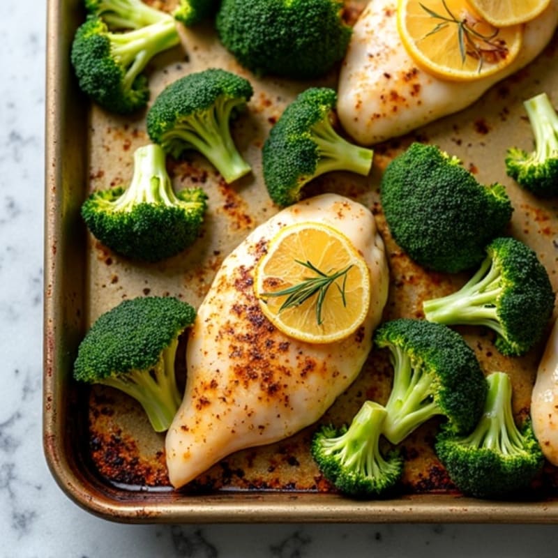 Sheet Pan Lemon Herb Roasted Chicken and Crispy Broccoli