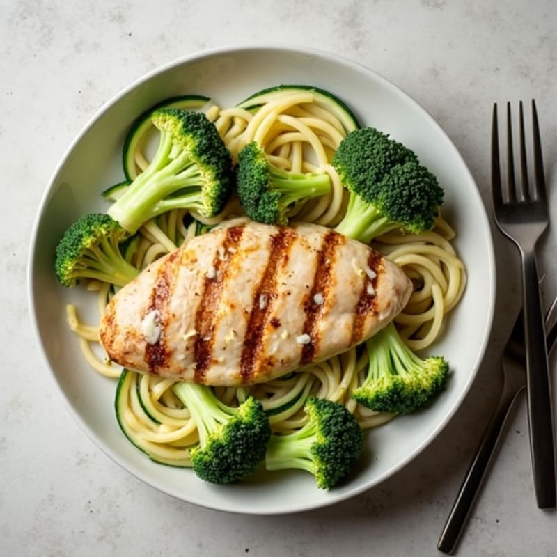 Healthy Creamy Chicken Alfredo with Broccoli