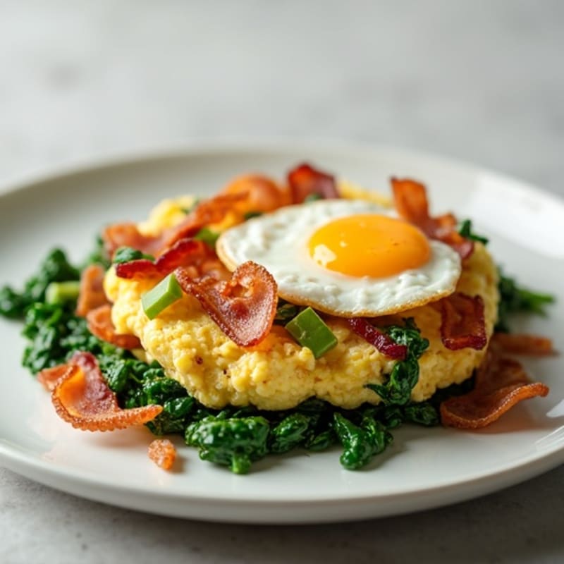 Cottage Cheese Scramble with Spinach and Turkey Bacon