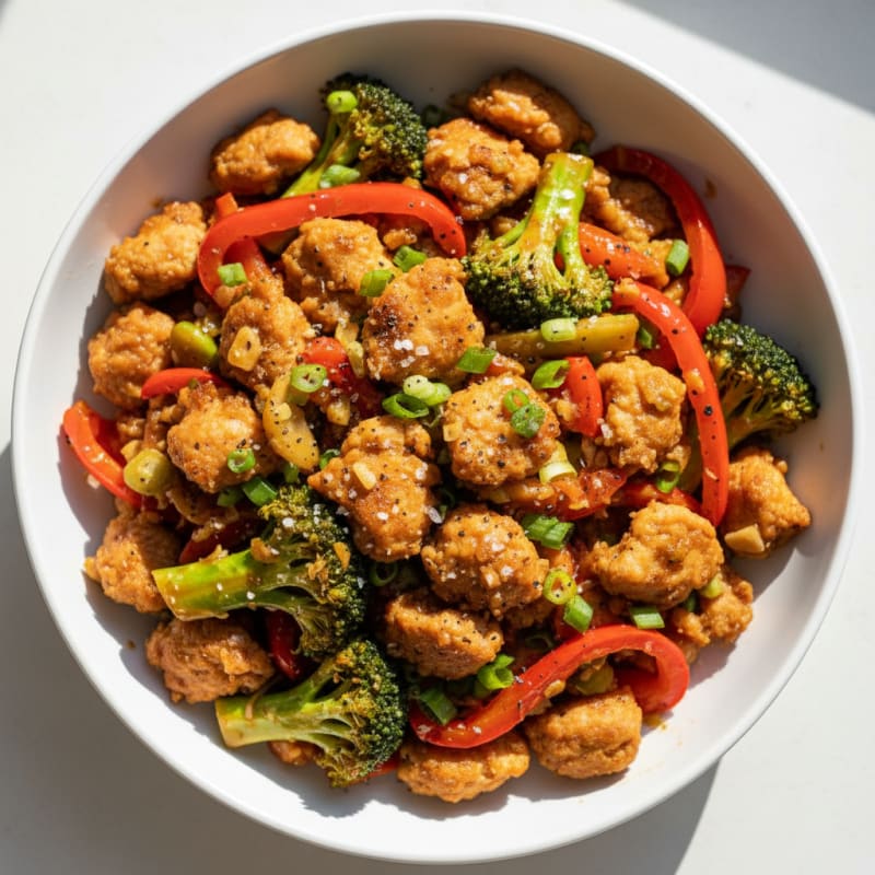 Crispy Ground Chicken and Vegetable Stir-Fry