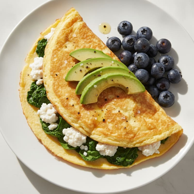 Egg White Spinach Omelette with Cottage Cheese