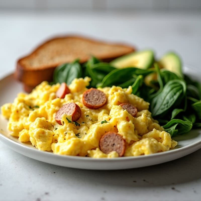 Egg White Scramble with Spinach and Turkey Sausage