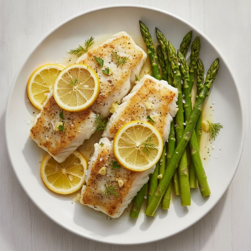 Lemon Herb Baked Cod with Asparagus