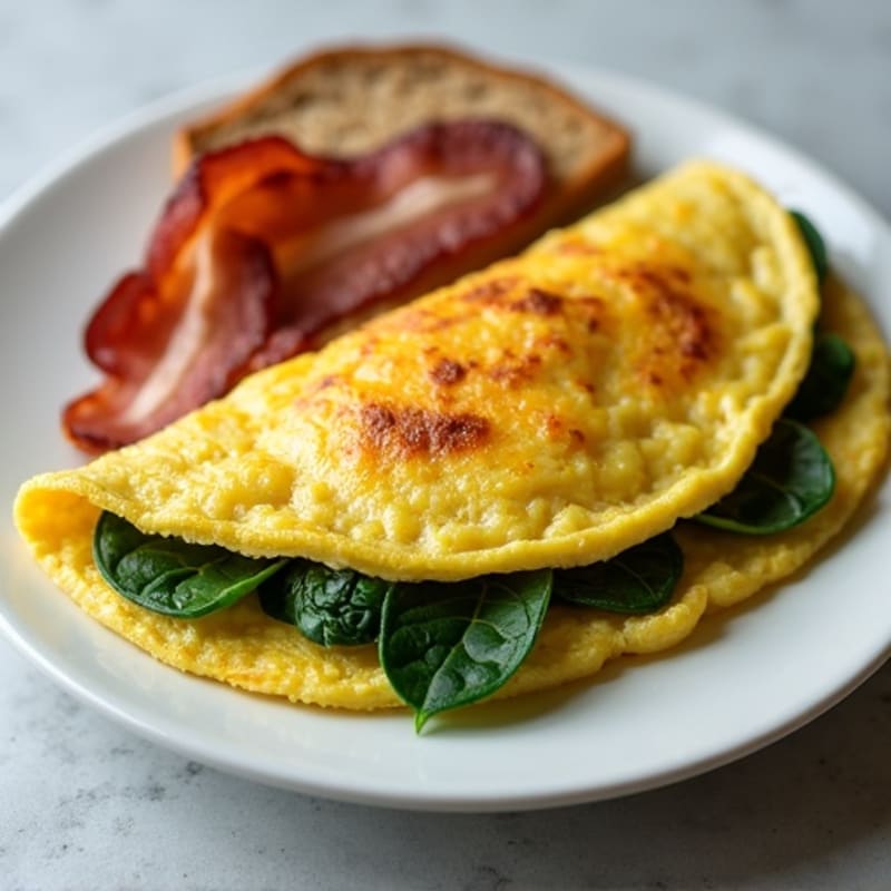 Egg White Spinach Omelet with Turkey Bacon