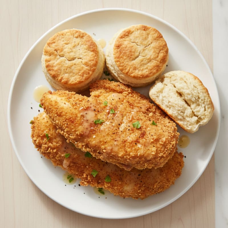Buttermilk Fried Chicken with Fluffy Biscuits