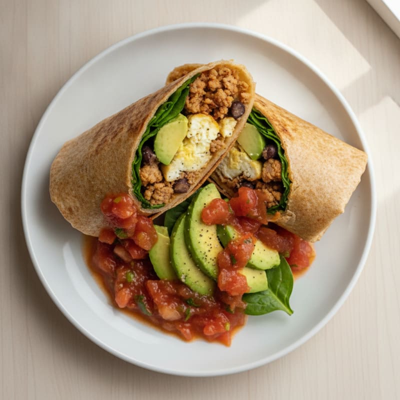 Hearty Breakfast Burrito with Salsa