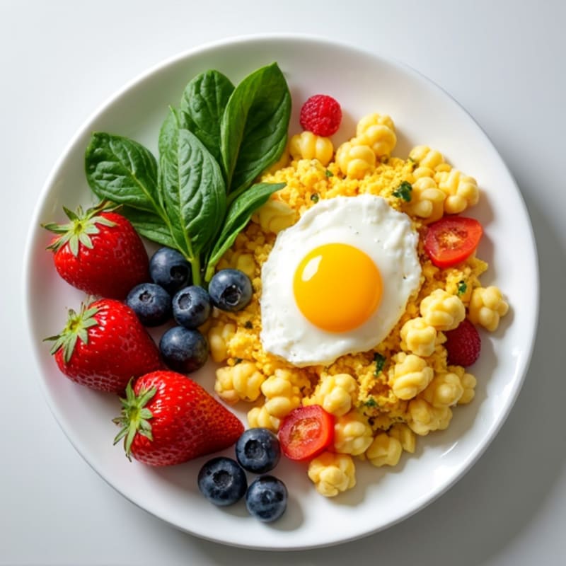 Fluffy Egg White Scramble with Fresh Berry Medley