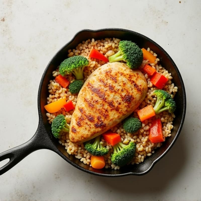 Hearty Chicken and Veggie Brown Rice Skillet