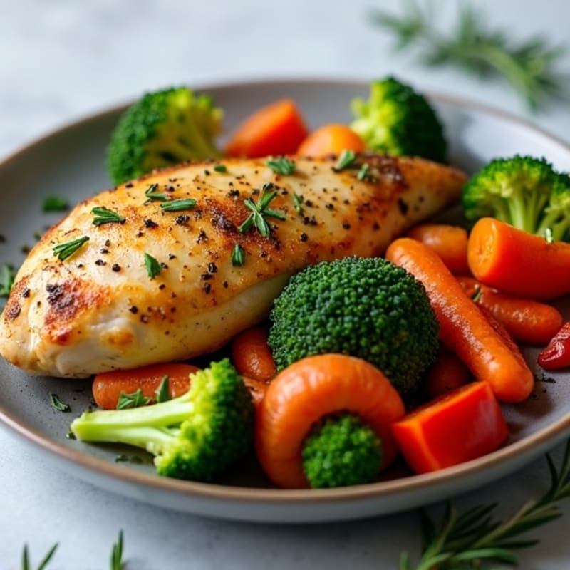 Herb-Crusted Pan Seared Chicken with Roasted Vegetables