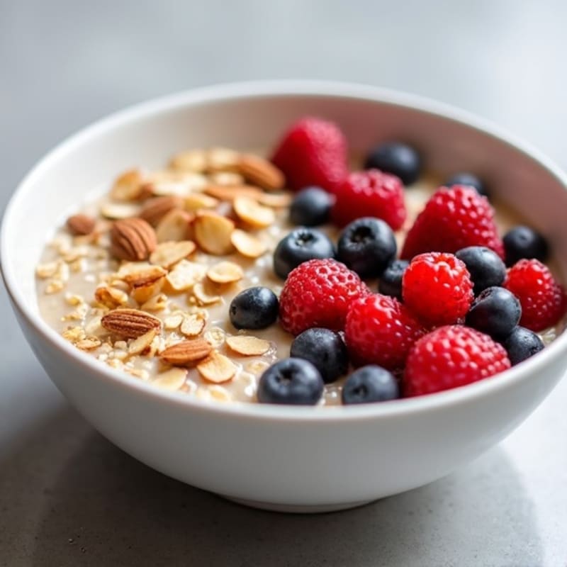 Creamy Protein Oatmeal with Fresh Berries and Toasted Almonds