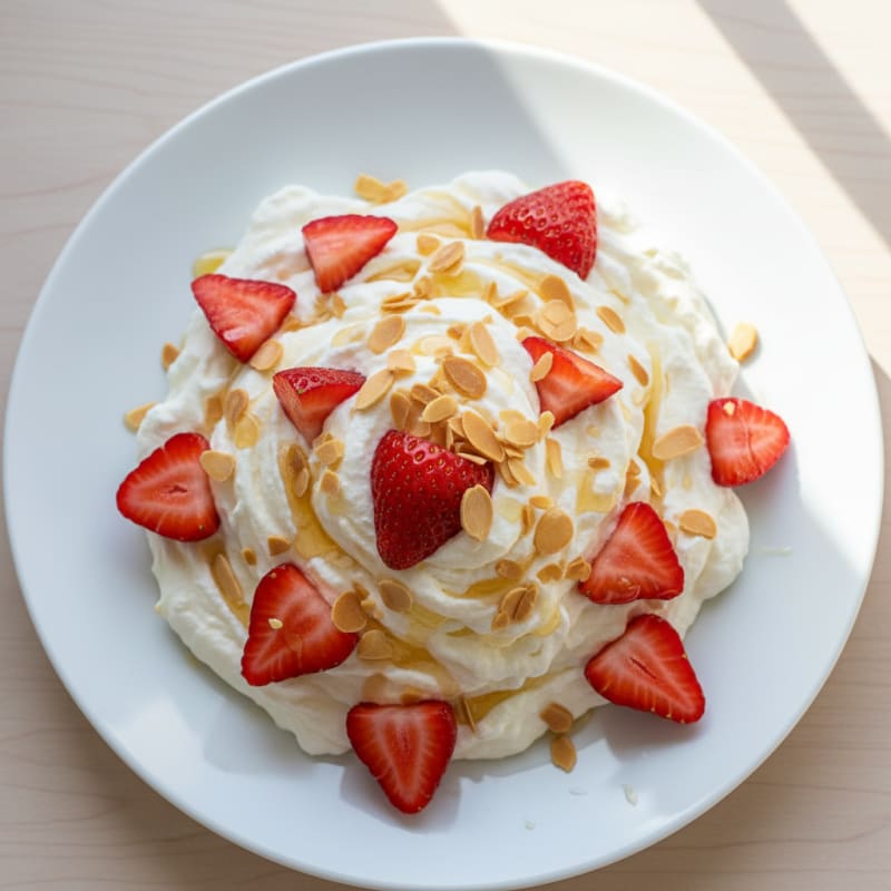 Creamy Vanilla Yogurt Protein Mousse with Fresh Strawberries