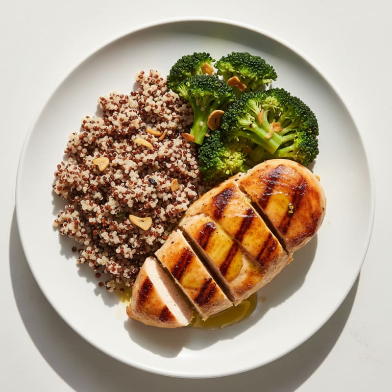 Grilled Chicken Breast with Quinoa and Steamed Broccoli
