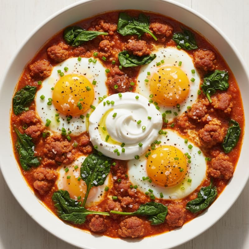 Creamy Baked Eggs with Smoky Chorizo