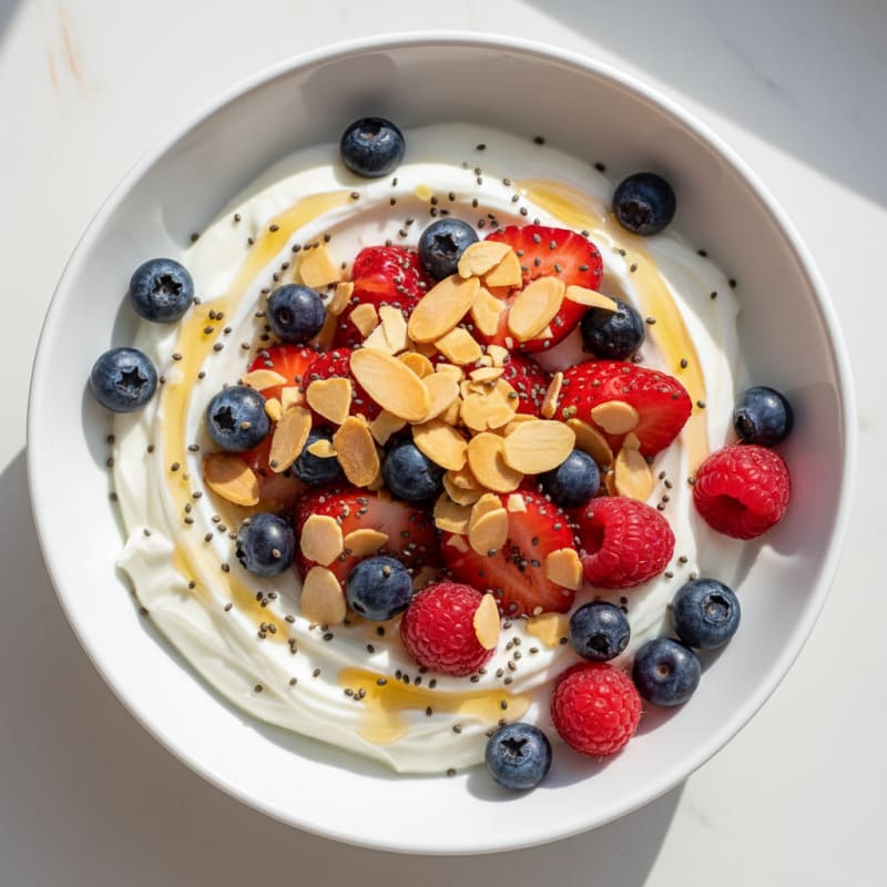 Creamy Greek Yogurt Bowl with Mixed Berries and Toasted Almonds