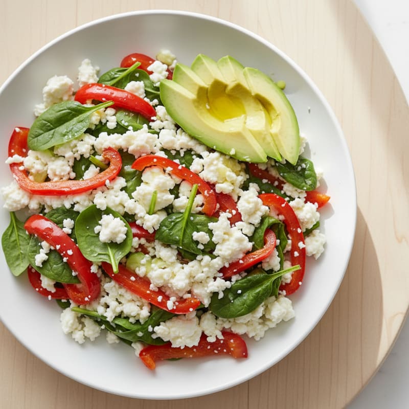 Egg White Veggie Scramble with Cottage Cheese