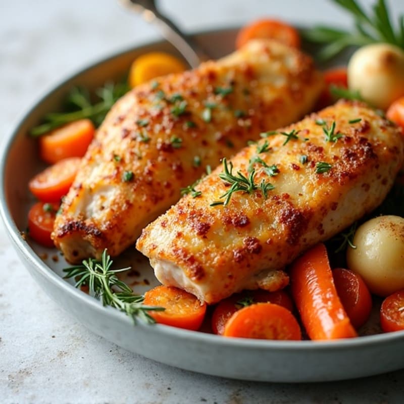 Crispy Sheet Pan Lemon Herb Chicken with Roasted Root Vegetables