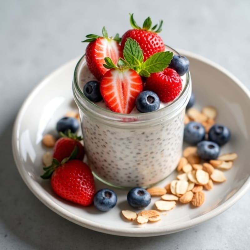 Vanilla-Almond Chia Seed Pudding with Fresh Berries