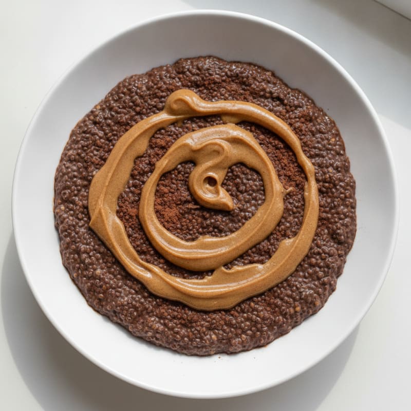Protein Chocolate Chia Pudding with Almond Butter Swirl