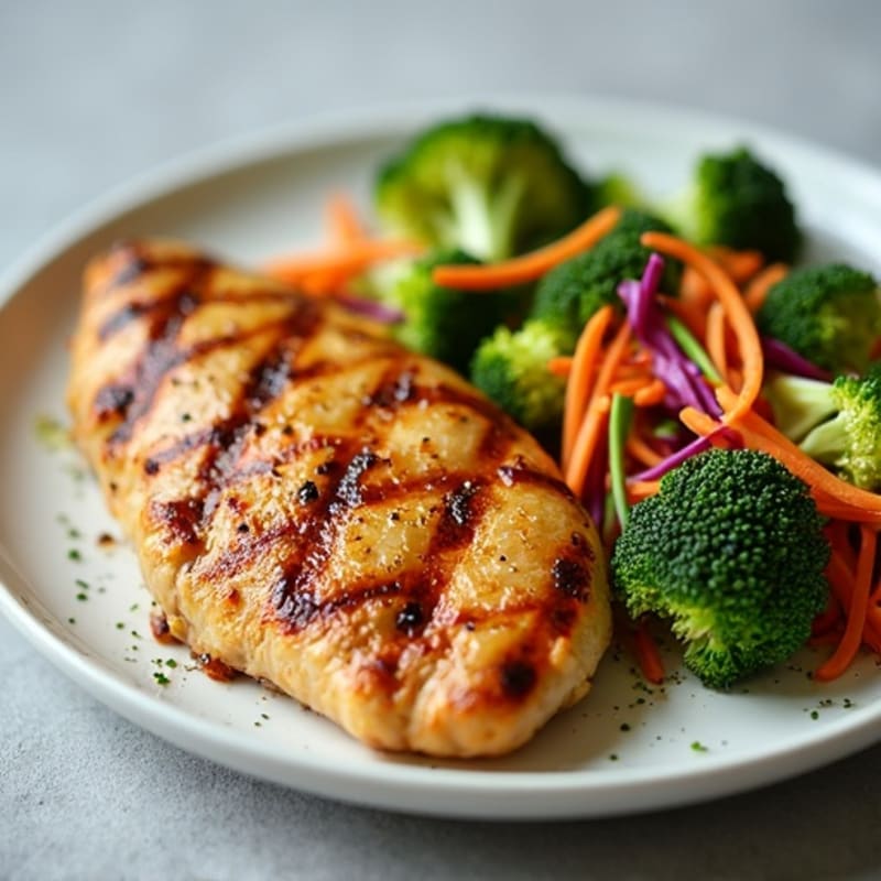 Grilled Chicken Breast with Crunchy Broccoli Slaw