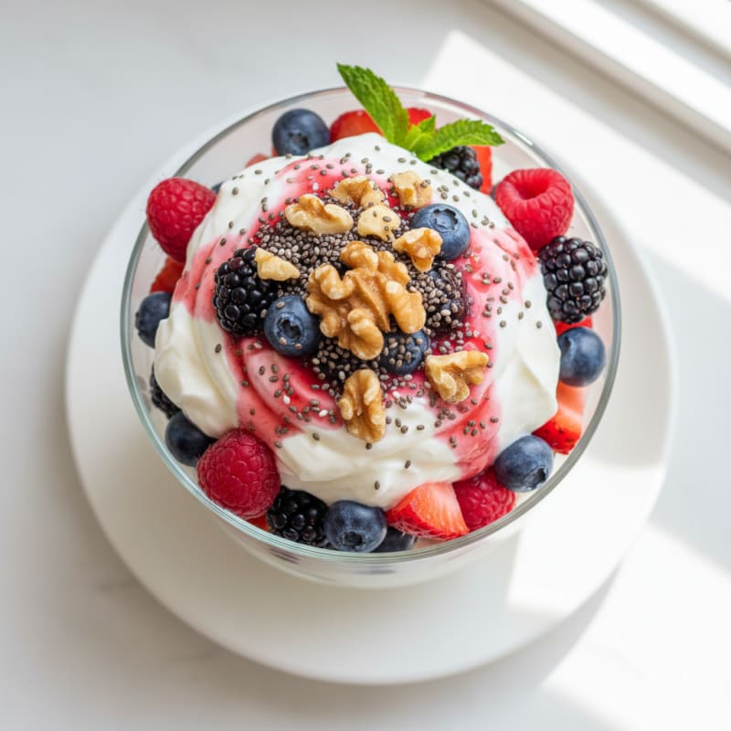 Greek Yogurt Protein Parfait with Mixed Berries