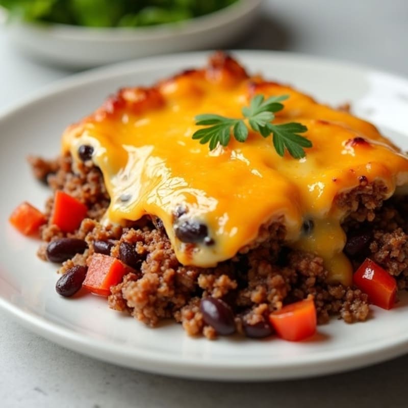 Spiced Lean Beef and Black Bean Cheesy Bake