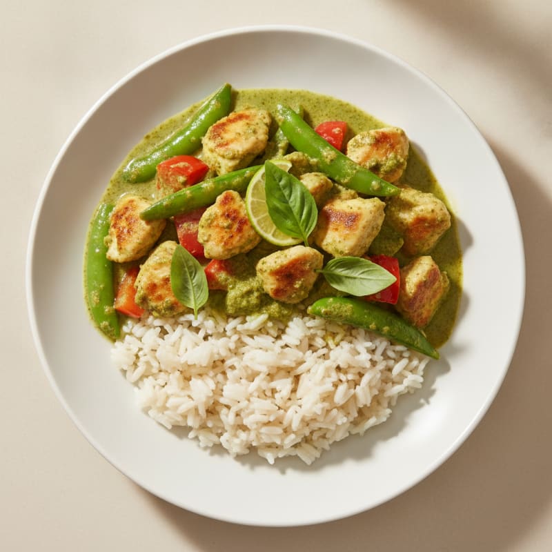 Green Curry Chicken with Coconut Rice