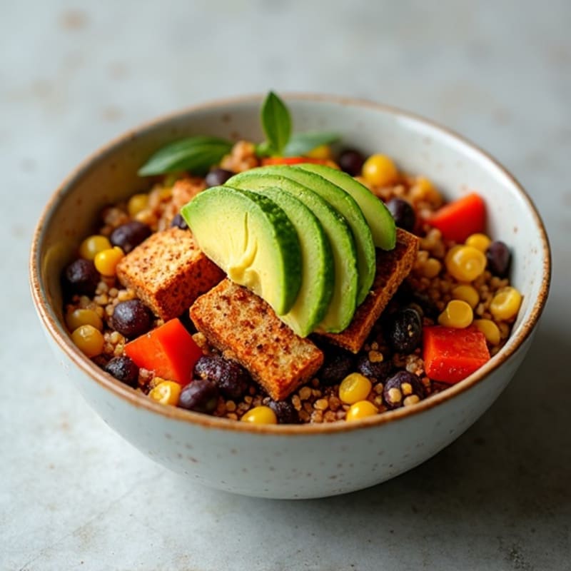 Spicy Black Bean Quinoa Bowl with Lime Avocado