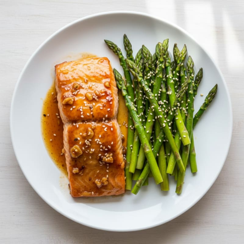 Golden Teriyaki-Glazed Salmon with Roasted Asparagus