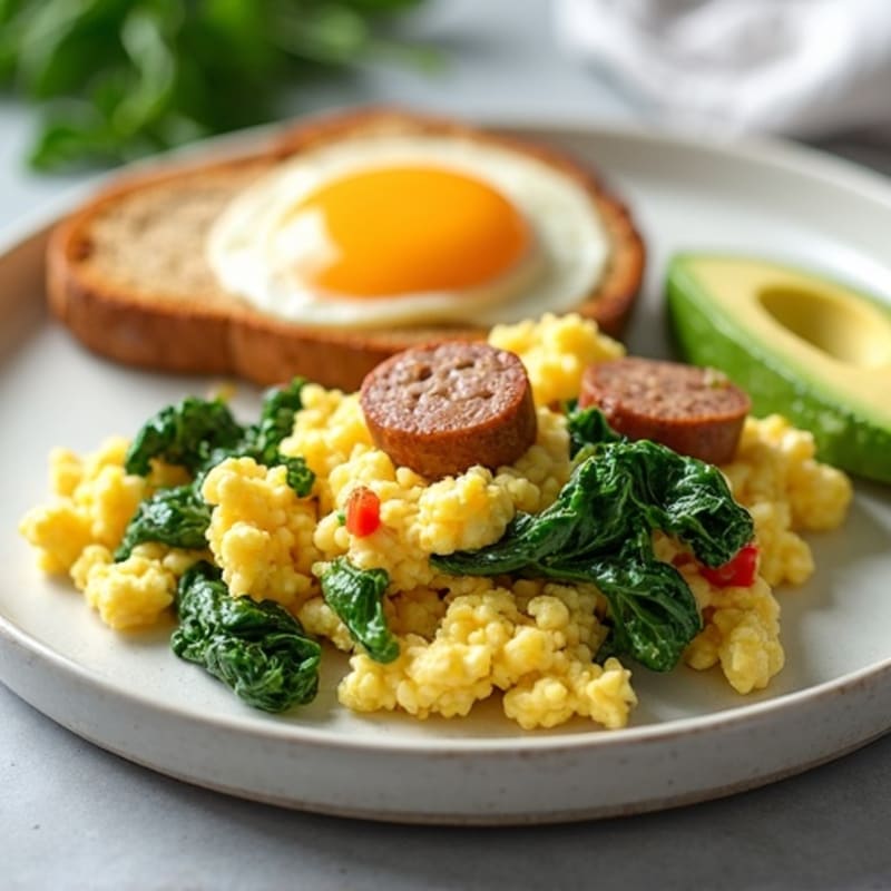 Egg White and Turkey Sausage Scramble with Spinach
