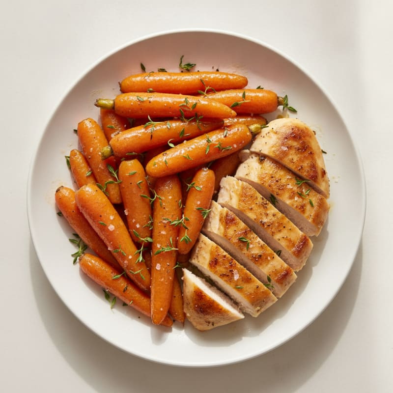 Maple-Glazed Roasted Carrots with Herbed Chicken