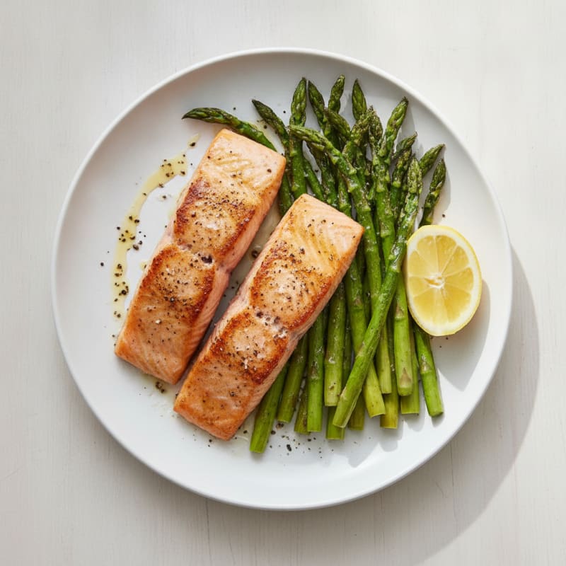 Pan-Seared Salmon with Roasted Asparagus
