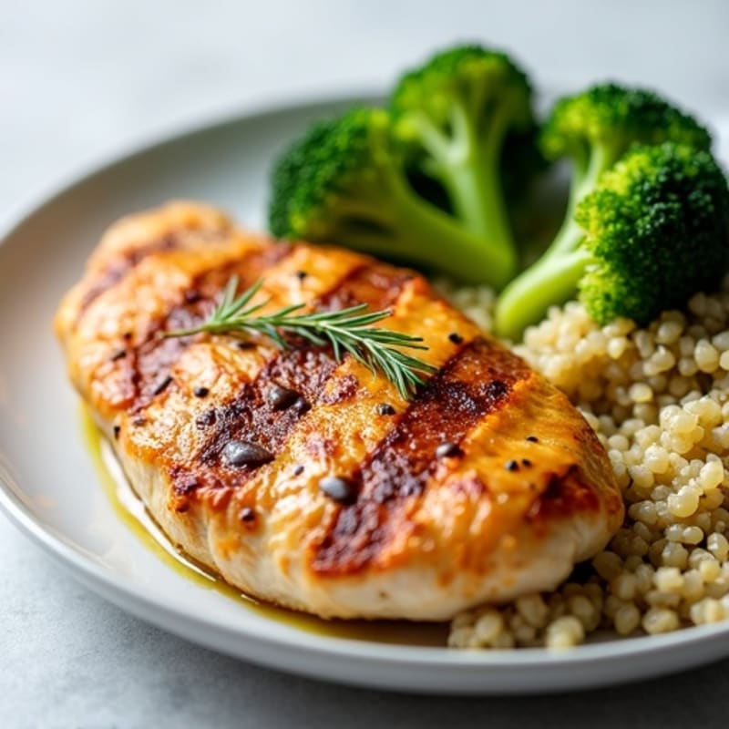 Grilled Chicken Breast with Quinoa and Steamed Broccoli