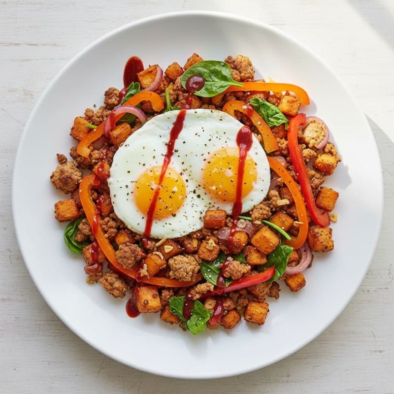 Crispy Turkey and Egg Breakfast Hash