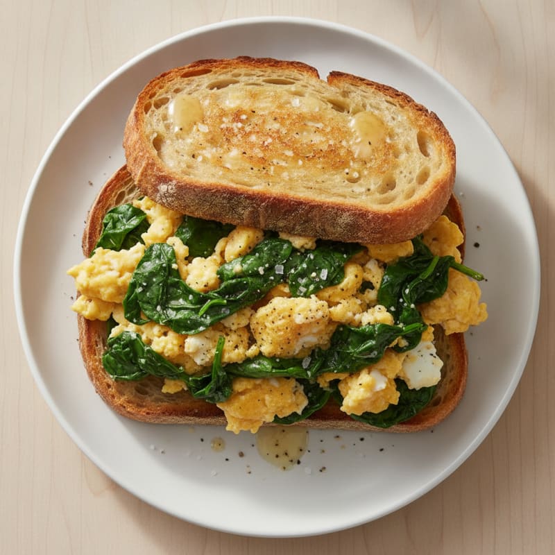 Spinach and Egg Sourdough Sandwich