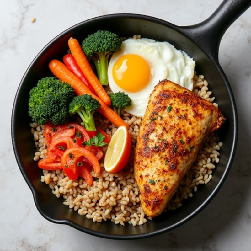 One-Pan Savory Chicken and Brown Rice with Tender Vegetables